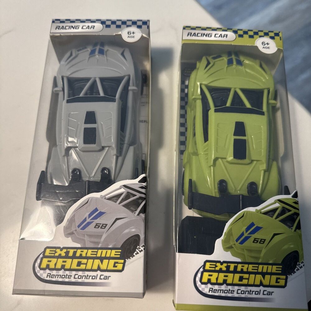 (2) Extreme Racing Remote Control Cars Green And Gray M45 TWO INCLUDED